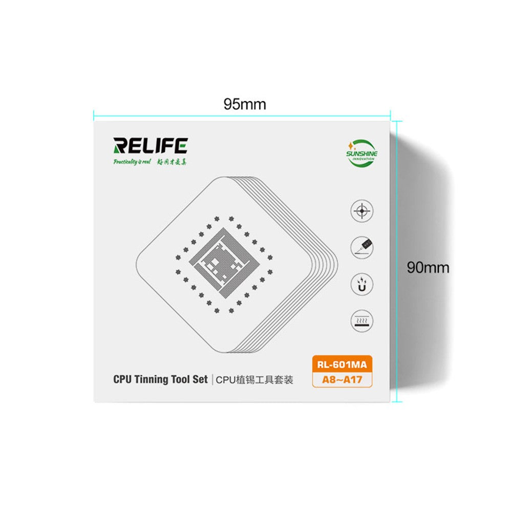 RELIFE RL-601MA A8-A15 CPU Reballing Stencil Platform for iPhone 6-13 Pro Max IC Chip Planting Tin Template Fixture