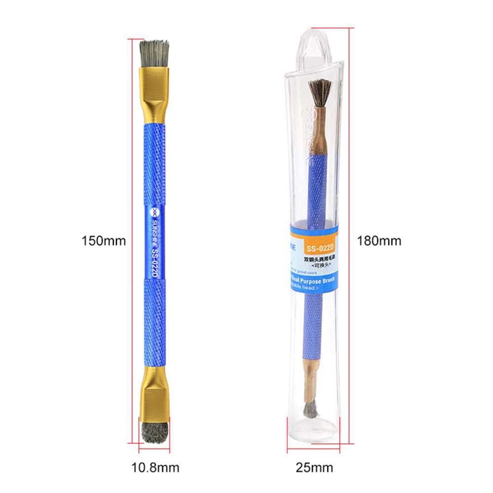 SUNSHINE SS-022D Double Copper Head Dual Purpose Brush Aluminum Alloy Non-Slip Handle Cleaning Brush