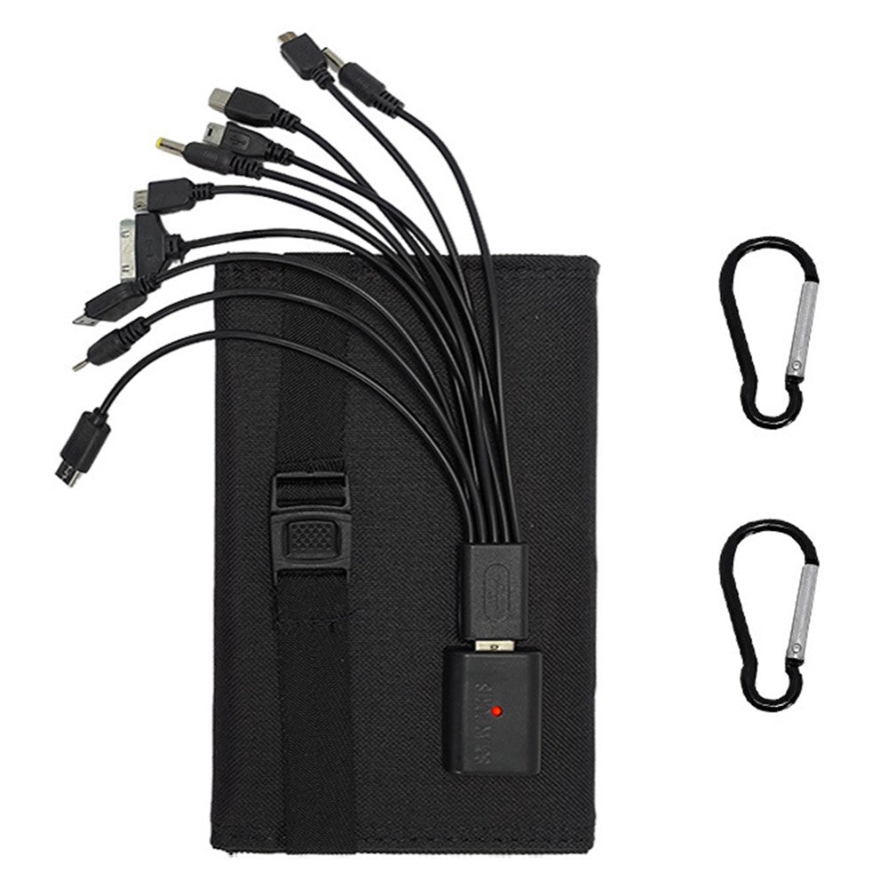 10W 5V Portable Outdoor Solar Power Supply 5 Folding Solar Panels Phone Charging Device with 10-in-1 Cable