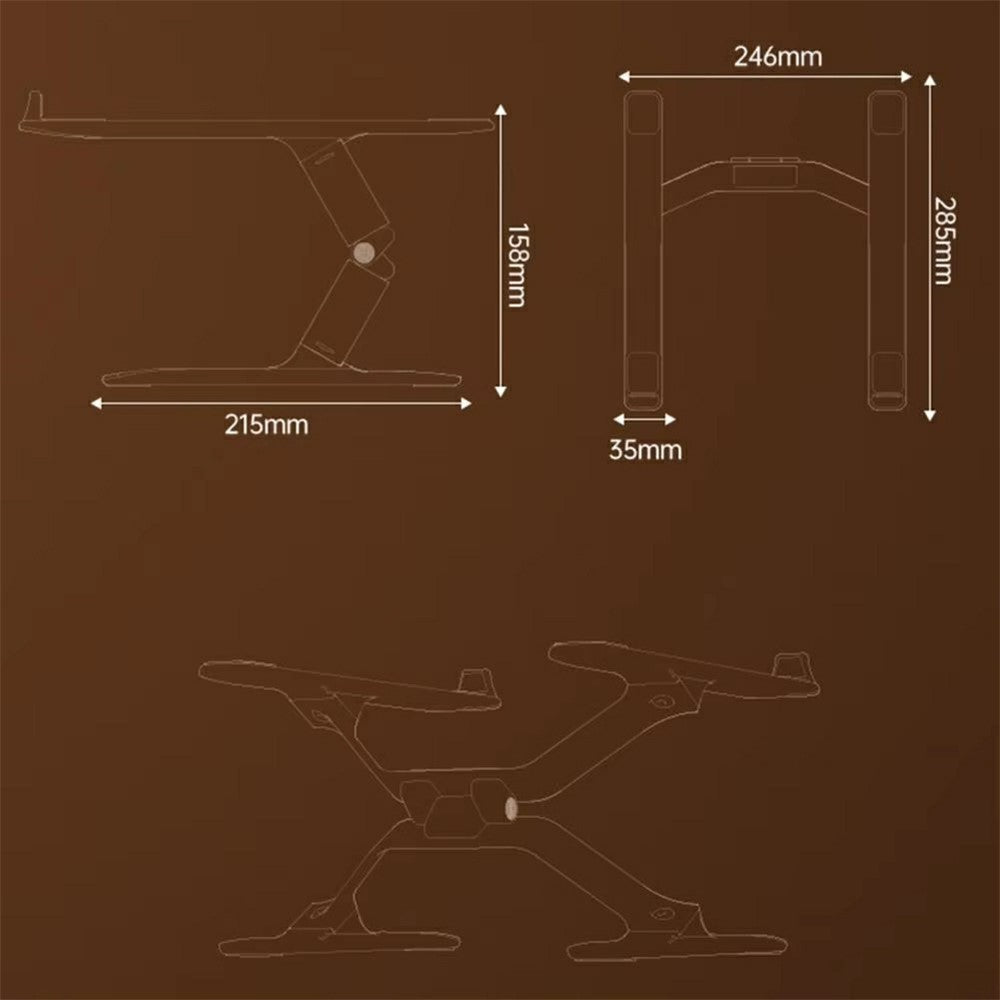 P70W Solid Wood + Aluminum Alloy Cooling Stand for 14-16 Inch Laptops Adjustable Height Desktop Riser Bracket