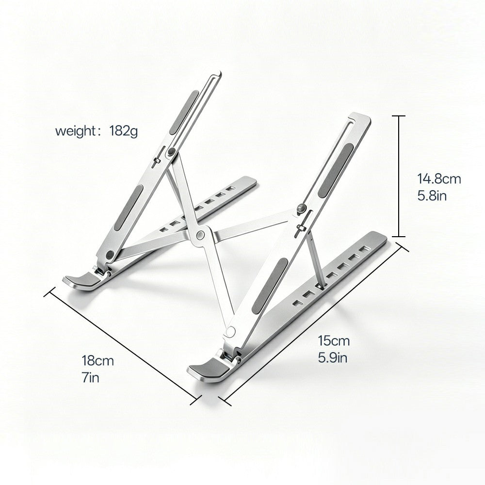 Carbon Steel Foldable Laptop Stand 7-Level Height Adjustable Desktop Holder for Notebook Up To 18 Inch