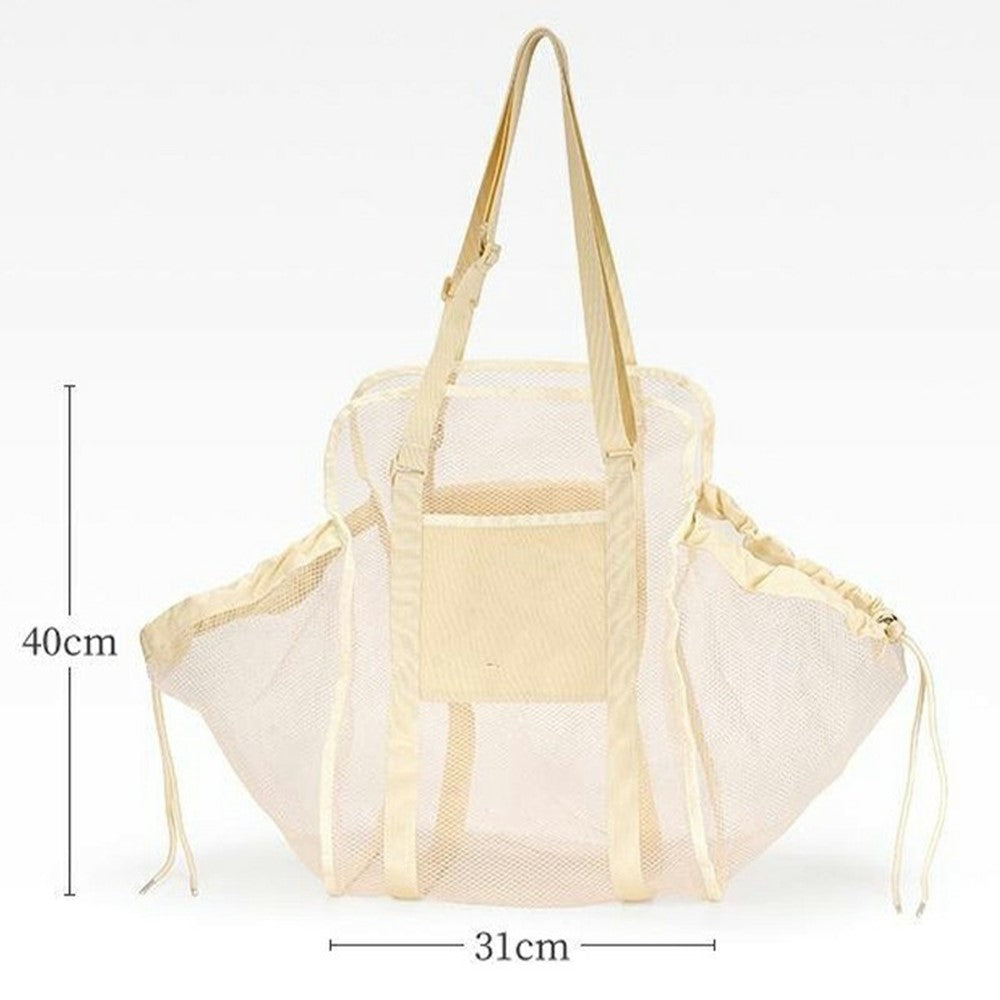 H351 Car Back Seat Organizer Multi-Function Portable Drawstring Large Capacity Canvas Mesh Storage Bag
