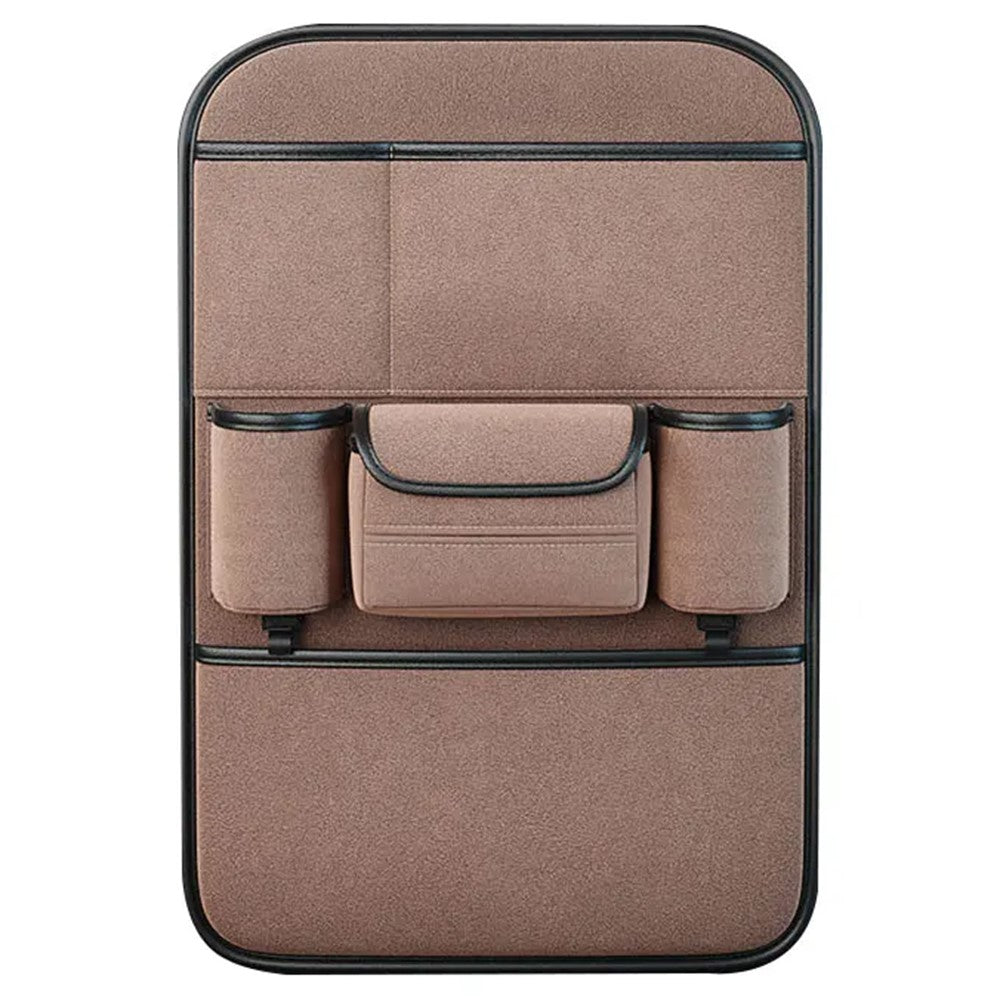 AUTOCOLOR Suede Car Seat Back Organizer Tissue Cup Holder Multi-Pocket Storage Bag with Hook