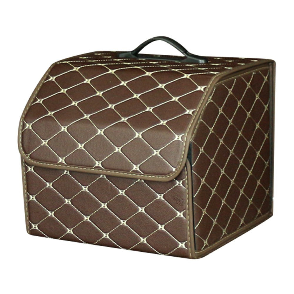 10006 Foldable Car Trunk Organizer Container Leather Storage Box, Small Size