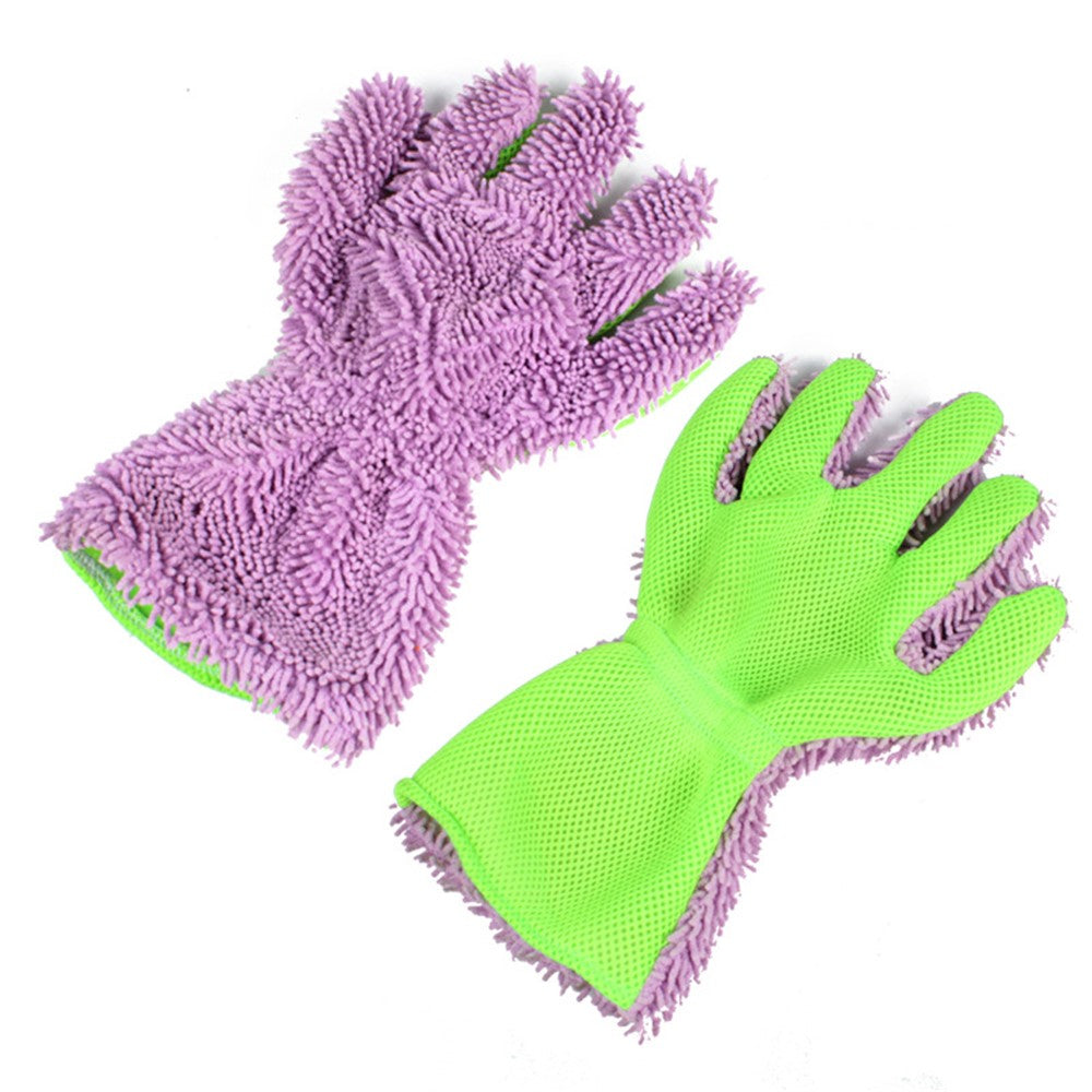 BY-835 Chenille Car Washing Glove Strong Water Absorption Double-sided Car Cleaning Glove