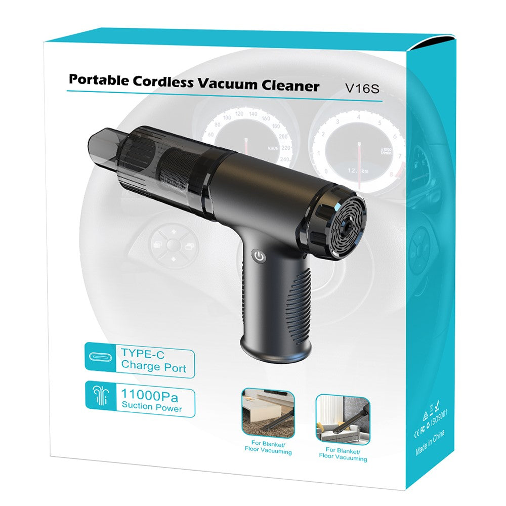 V16S Rechargeable Dust Blower Portable Handheld Car Vacuum Cleaner with 200ml Dust Box
