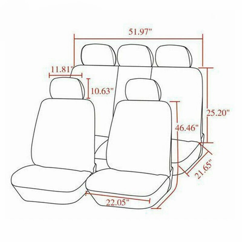 9Pcs Car Seat Covers Full Set Automotive 5-Seats Front Rear Covers Headrest Protectors