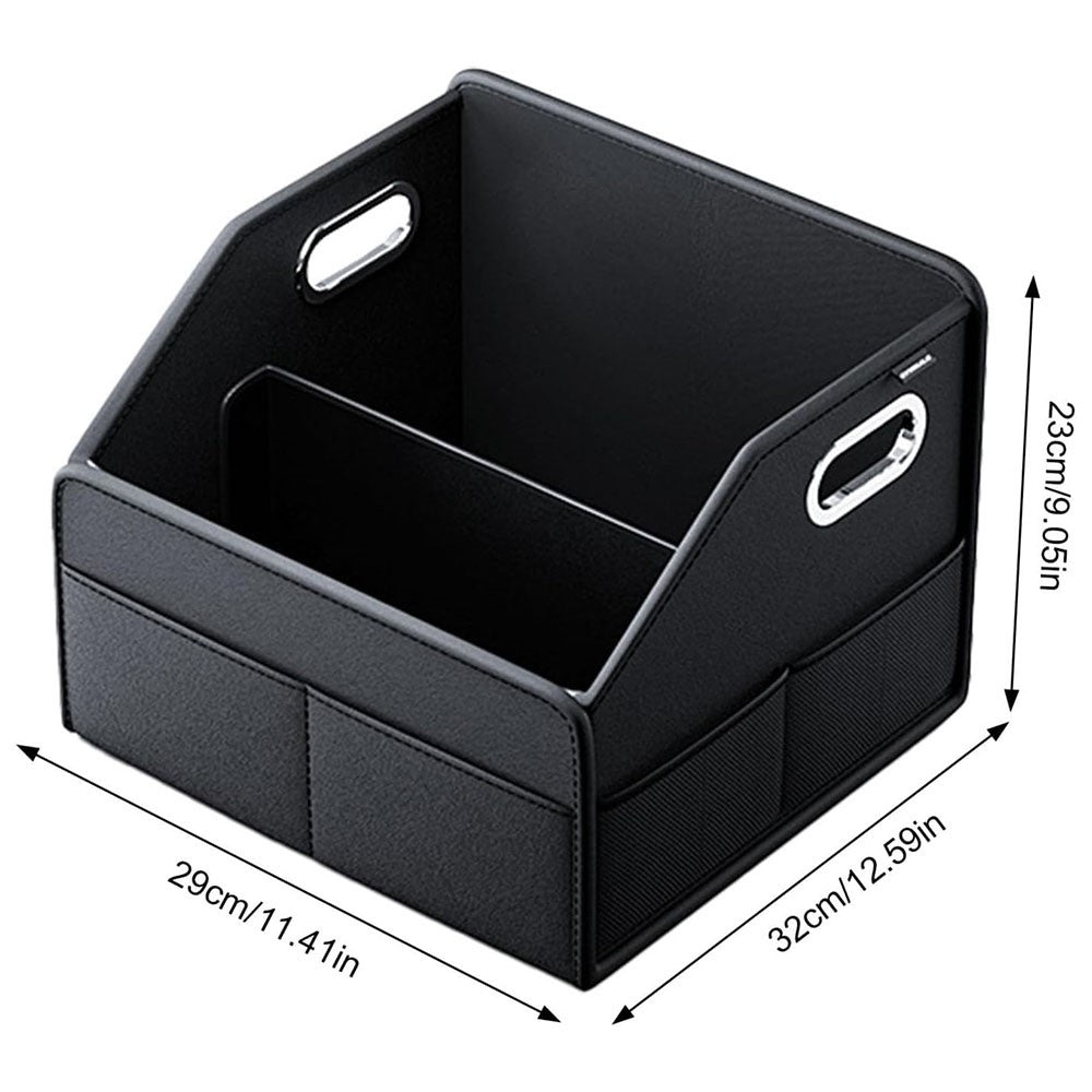 Car Trunk Organizer Storage Box PU Leather Foldable Storage Container Multi-Compartment