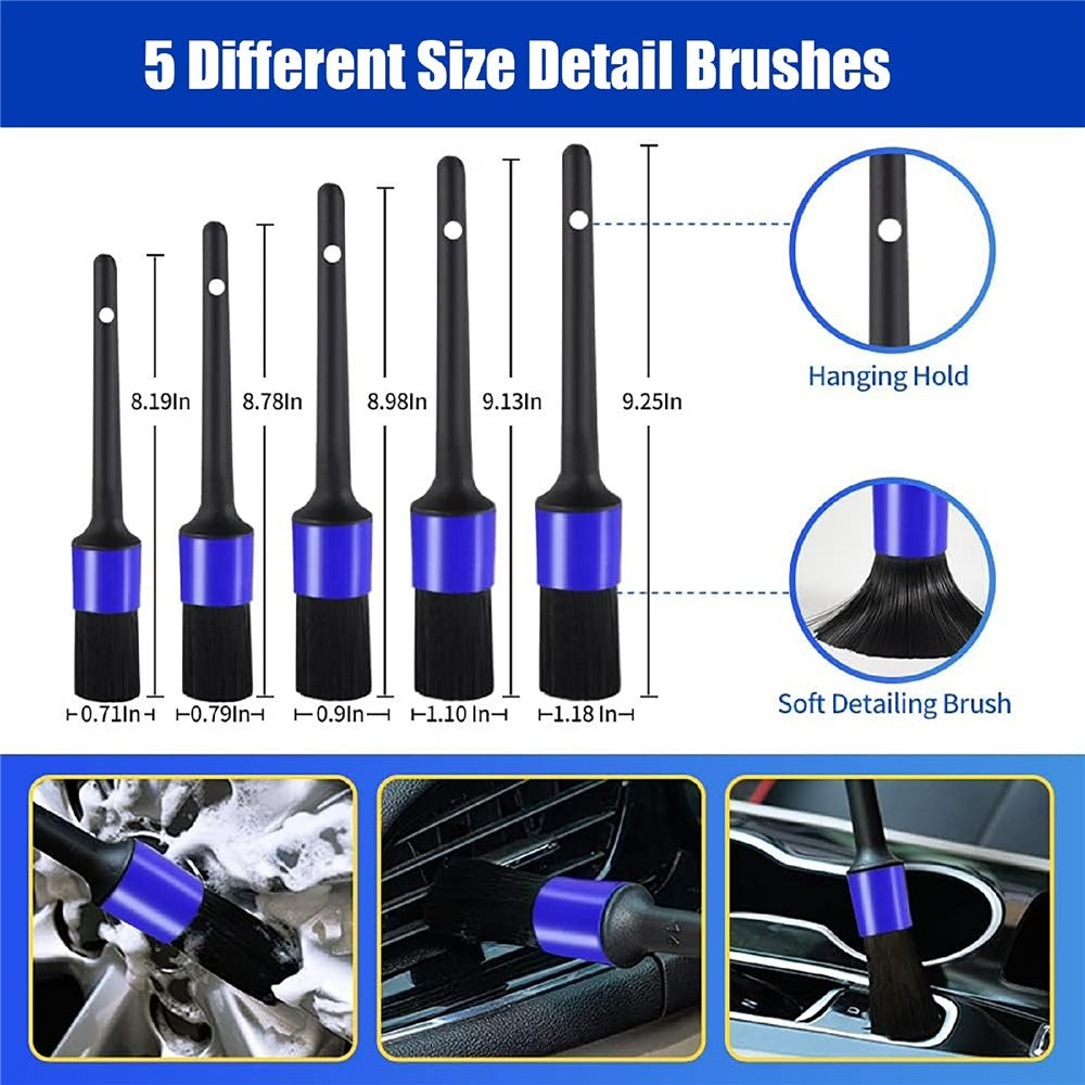27Pcs Car Detailing Kit Cleaning Tools Set Drill Brushes Microfiber Towels Polish Pads for Auto Wash