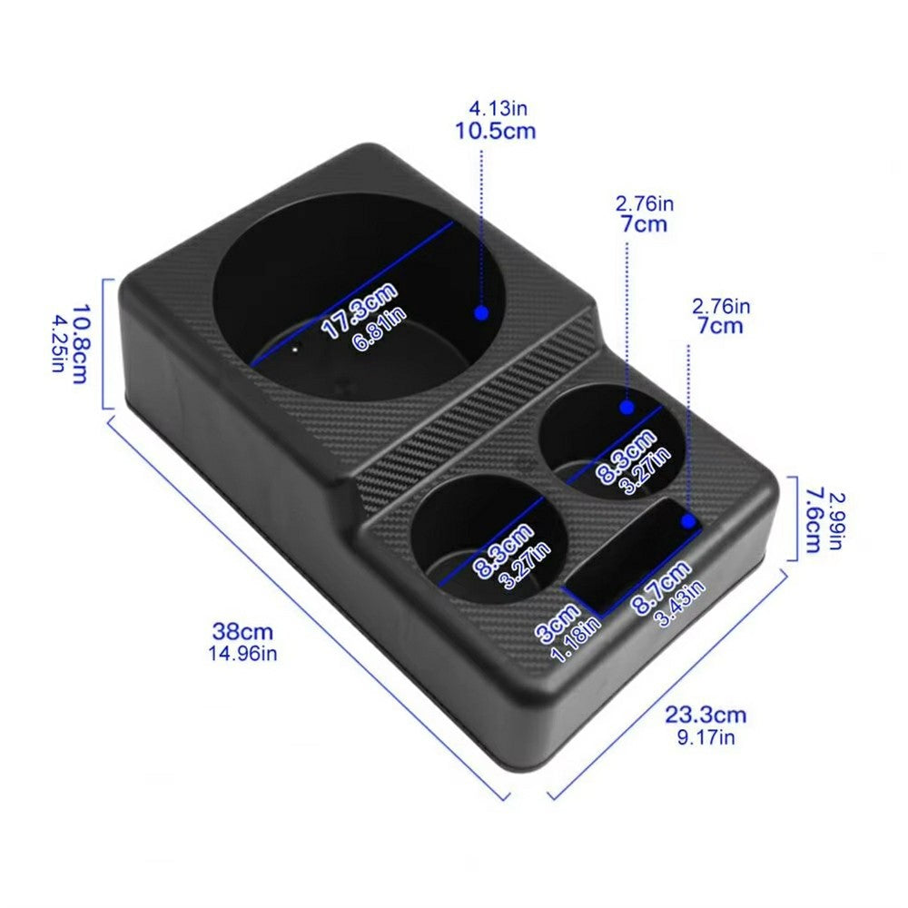 Car Cup Holder Console Organizer 17.3cm Large Slots Opening Storage Tray for Drinks Phone