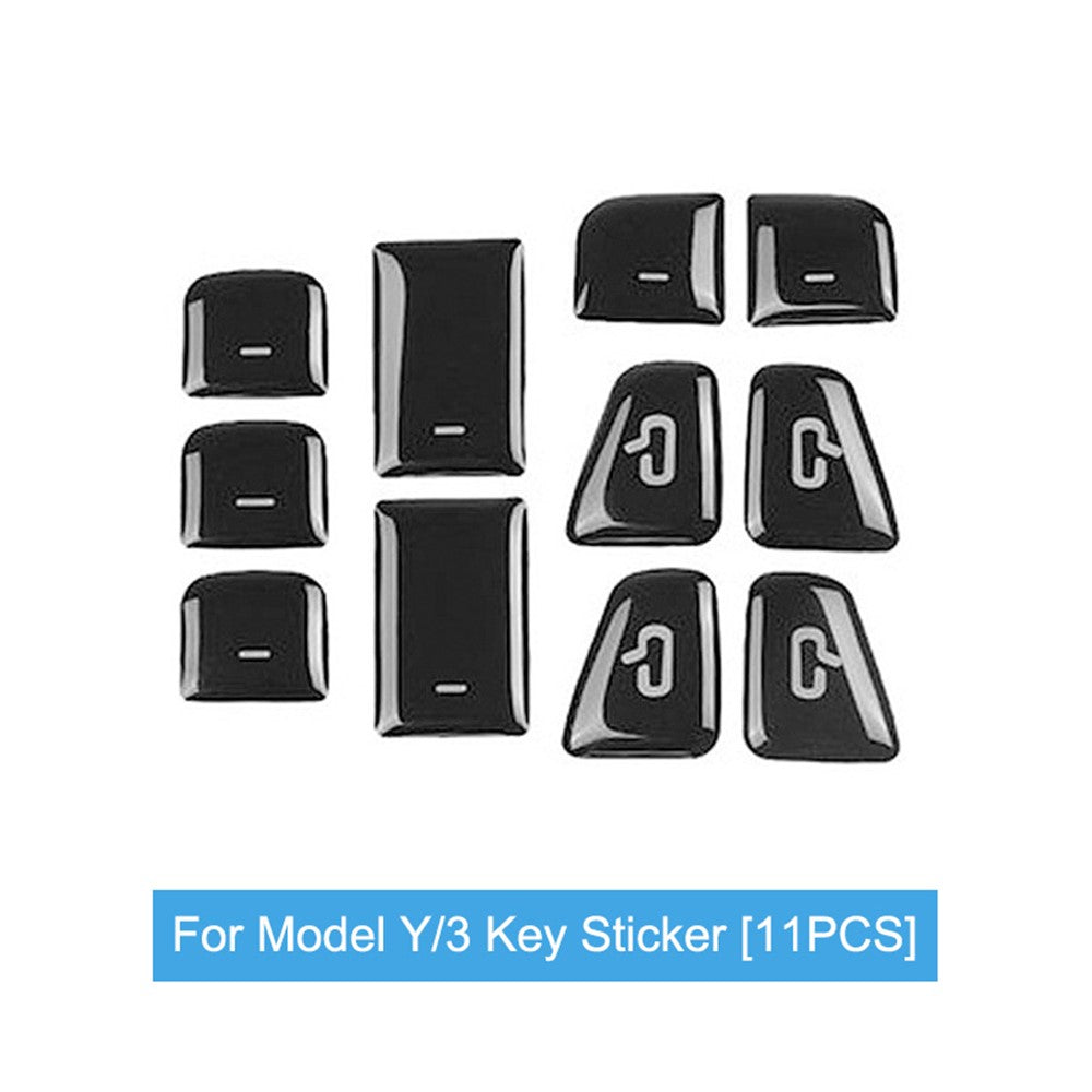 M30810 11Pcs Car Sticker Set Resin Button Repair Kit Window Switch, Door Lock Stickers for Tesla Model Y / 3