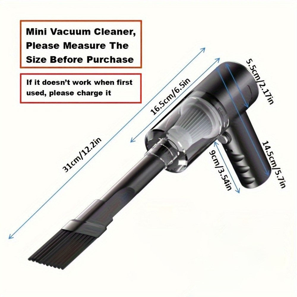 Rechargeable Car Vacuum Cleaner High Power Handheld Car Home Cleaning Tool, 800mAh Battery