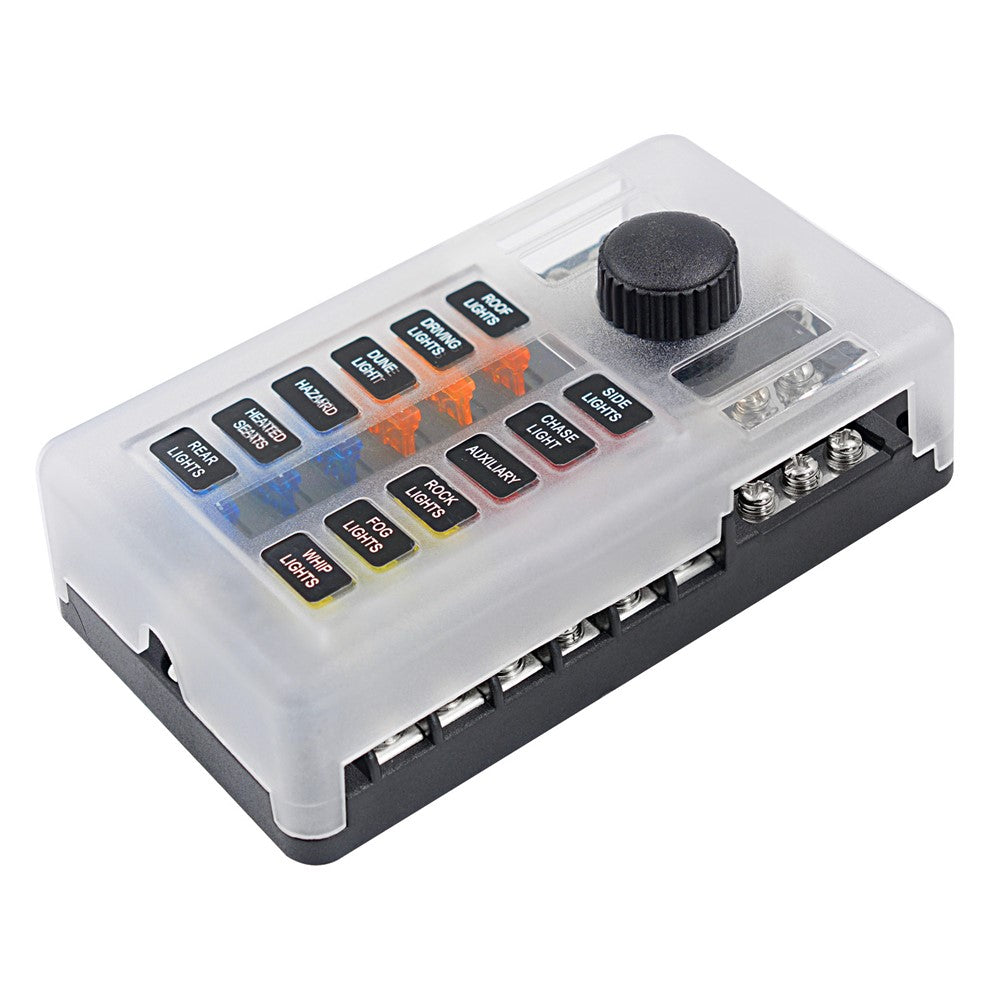 WUPP CS-339C1 12 Way Blade Fuse Block with Negative Bus LED Indicator for Car Boat Van SUV