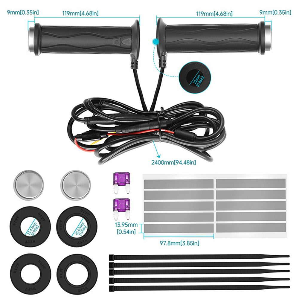 WUPP CSZH-1823B2 1 Pair Motorcycle Heated Grips 22mm Universal Silicone Handlebar Warmers