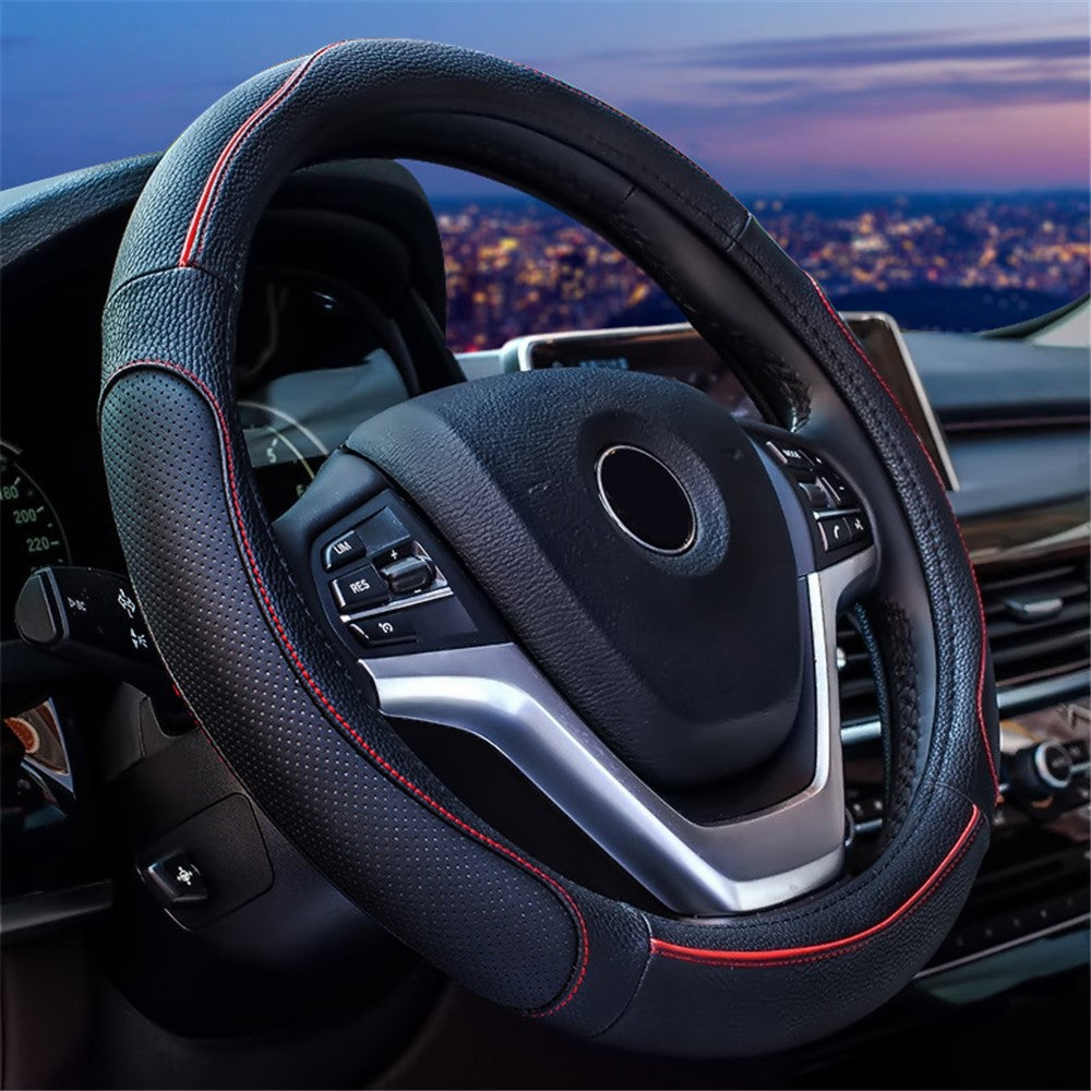 38cm Round Car Steering Wheel Cover Breathable Imitation Leather Steering Wheel Sleeve
