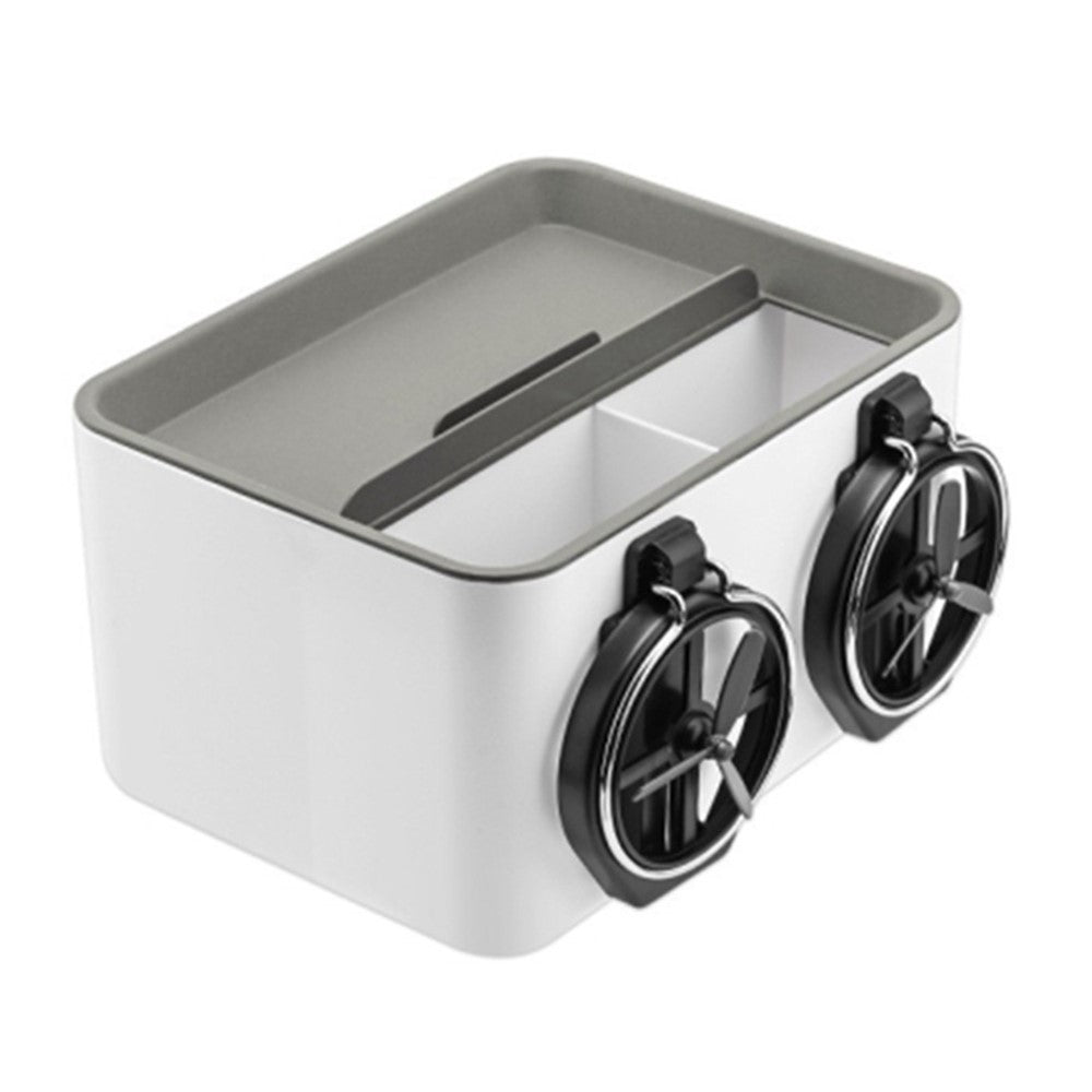 Car Armrest Storage Box ABS Tissue Case Organizer with Foldable Cup Holder
