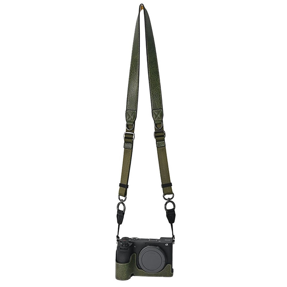 For Sony A6700 Camera Case Large Cutout PU Leather Protector with Shoulder Strap