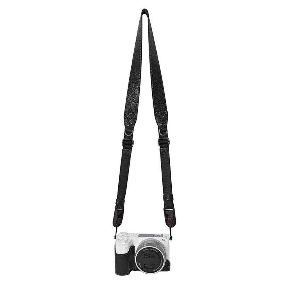For Sony Alpha ZV-E10 II Camera Case Large Opening Genuine Cow Leather Protector with Shoulder Strap