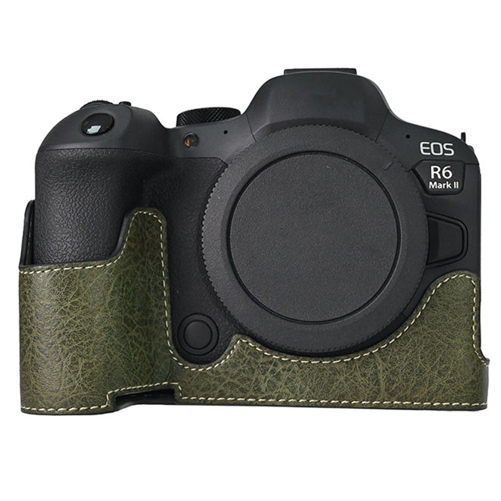 For Canon EOS R6 Mark II / R6 / R5 Camera Case Large Cutout Litchi Texture PU Leather Protective Cover