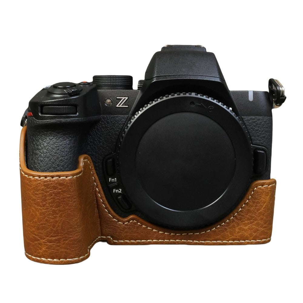 For Nikon Z 50 II Buffalo Texture PU Leather Bottom Case Half Body Camera Cover with Battery Opening