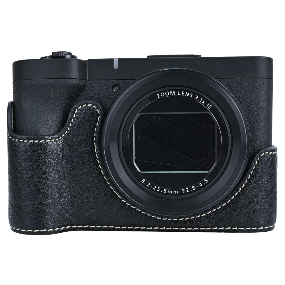 For Canon PowerShot V1 Camera Case with Battery Opening Litchi Texture PU Leather Protective Cover