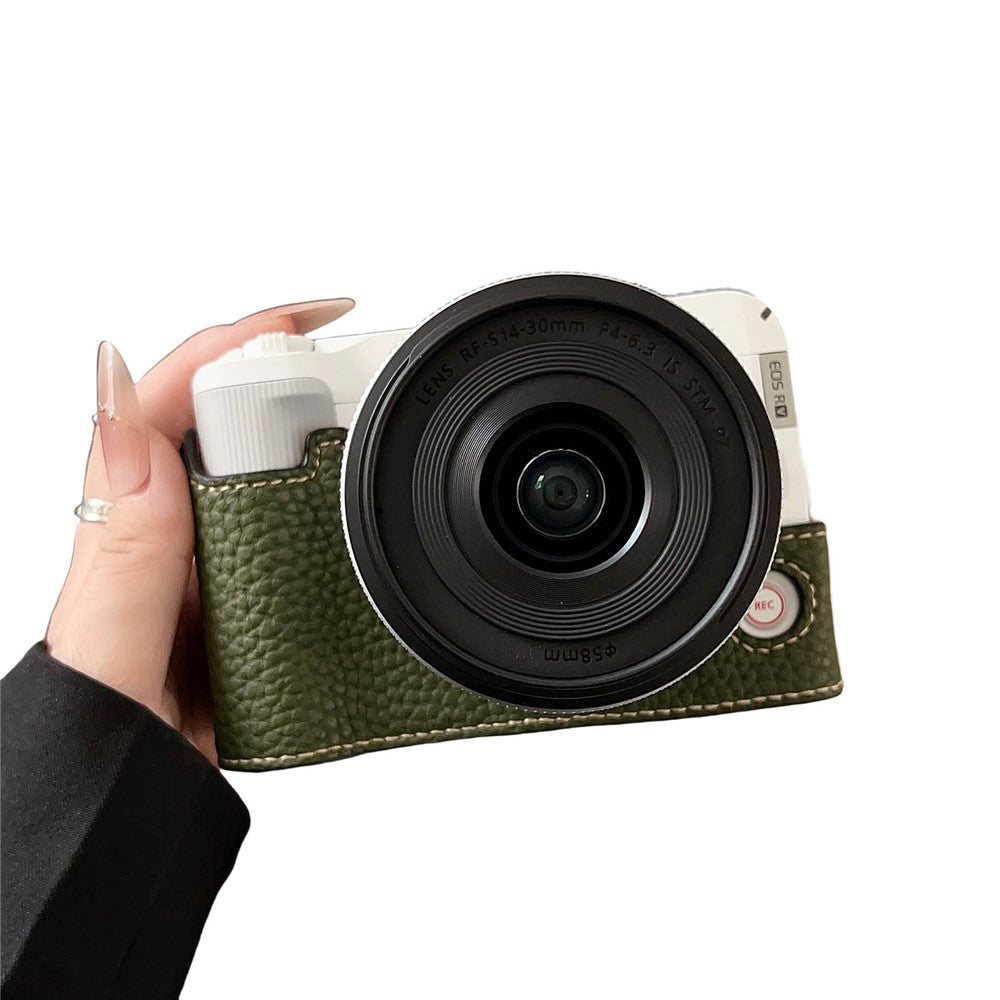 For Canon EOS R50 V Camera Case PU Leather Protective Cover with Screw Hole