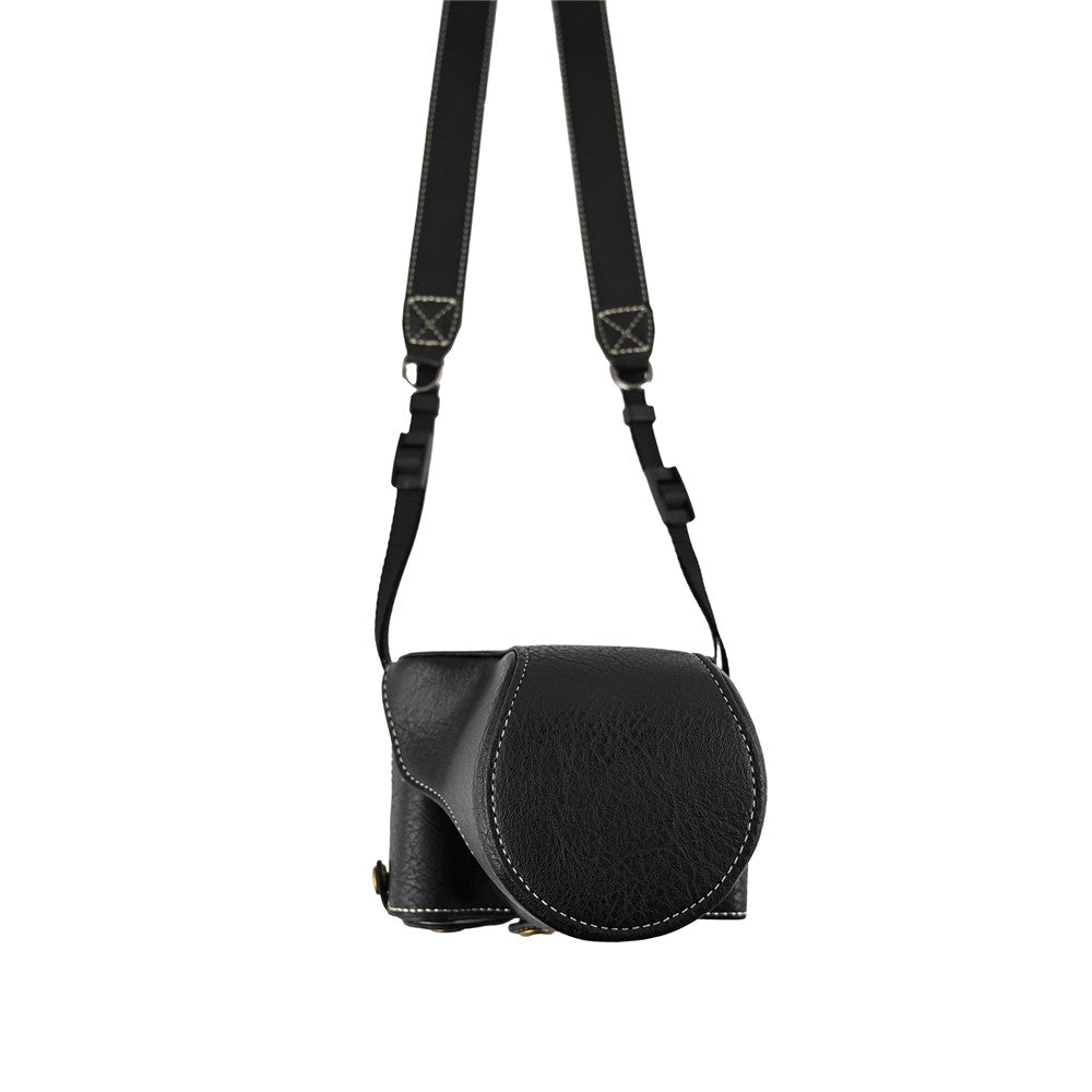 For Canon EOS R50 V Camera Case Litchi Texture Leather Cover with Battery Hole + Strap