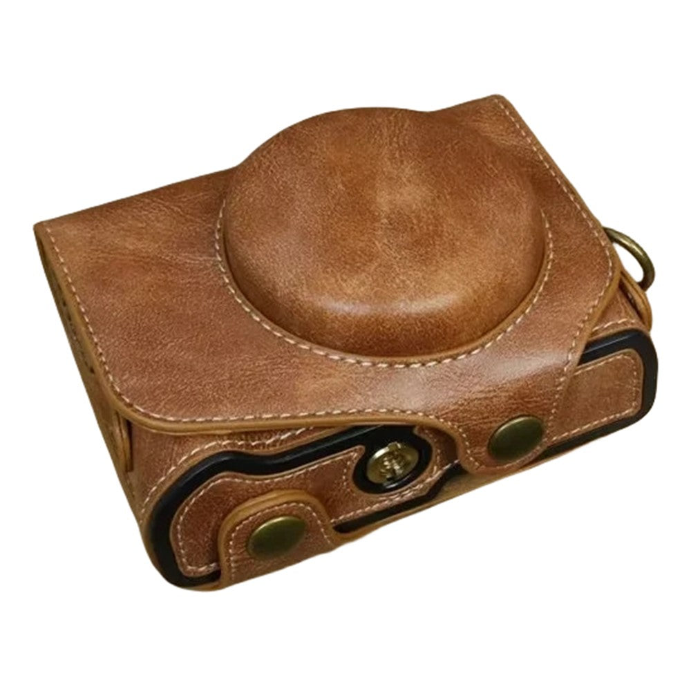 For Canon PowerShot G7 X Mark II / G7 X Mark III Camera Case PU Leather Camera Cover with Shoulder Strap