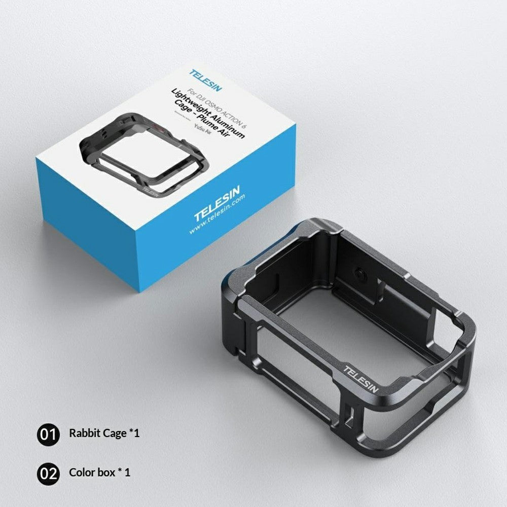 TELESIN S6-FMS-35-TDJ For DJI Osmo Action 6 Aluminum Alloy Camera Cage Ultra Light Shockproof Action Camera Protective Case