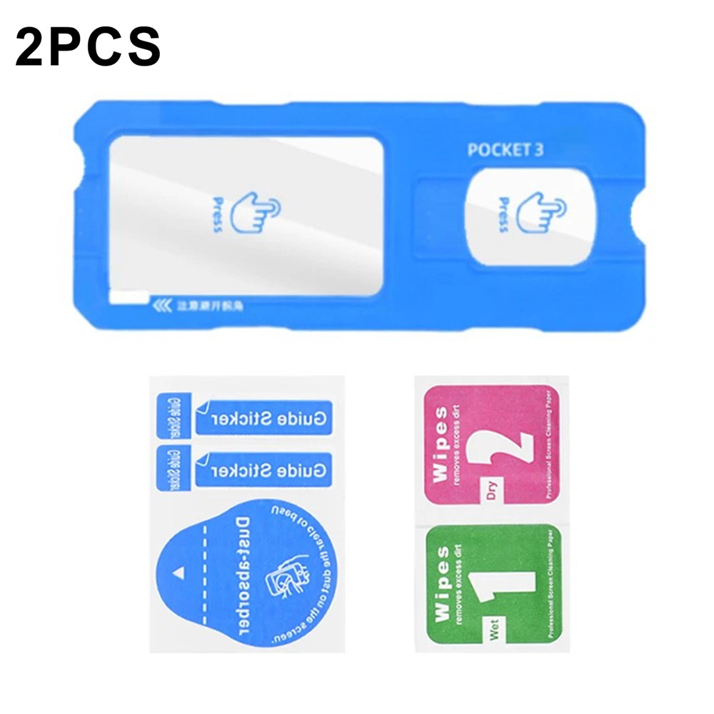 2 Sets For DJI Osmo Pocket 3 Camera Screen Film + Lens Film Tempered Glass 9H Hardness Screen Protectors