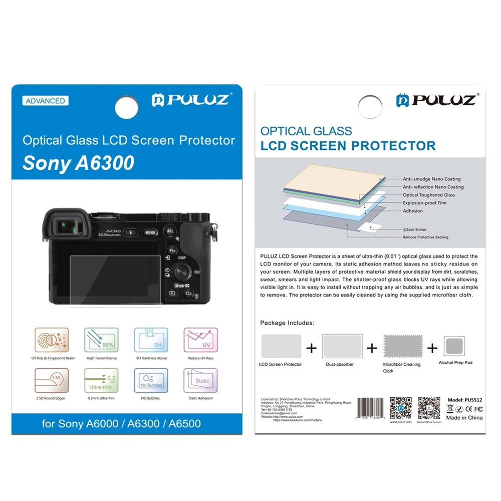 PULUZ PU5512 For Sony A6400 / A6000 / A6300 Tempered Glass Screen Protector 2.5D Curved Edge 9H Hardness Camera Film