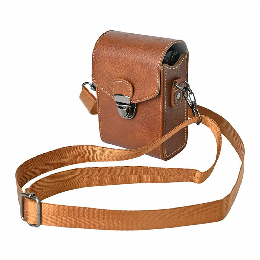 Universal Vintage Litchi Pattern Camera Bag PU Leather Protective Case with Shoulder Strap for Small Digital Cameras