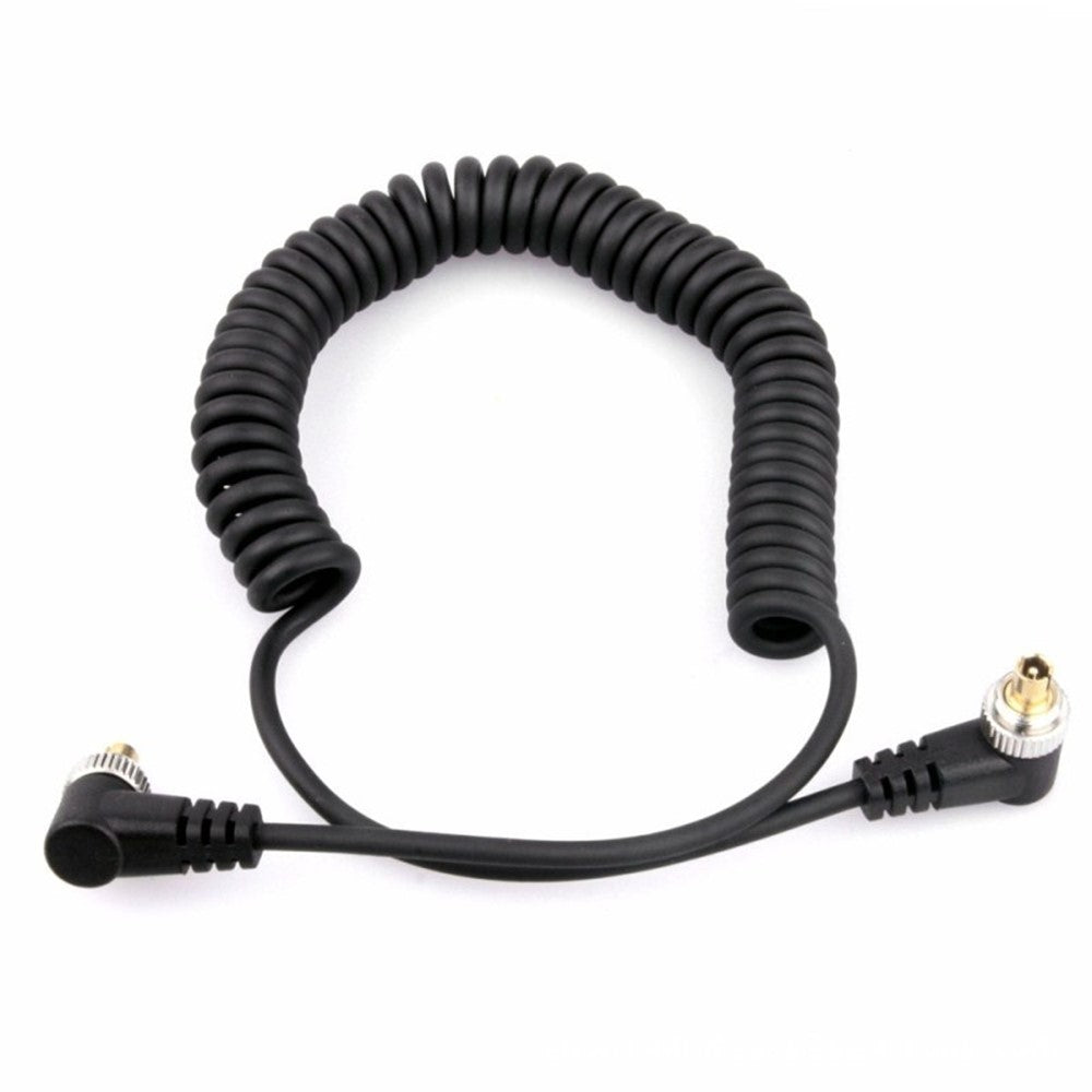BY-110 30-100cm Spring Cable Male to Male PC to PC Sync Cable Cord for Flash Speedlite