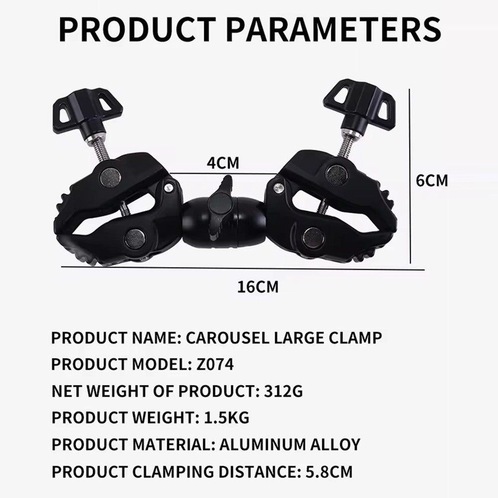 Z074 Double Camera Clamp Crab Plier Clip Bracket Mount Monitor Magic Arm Double Ball Head Adapter