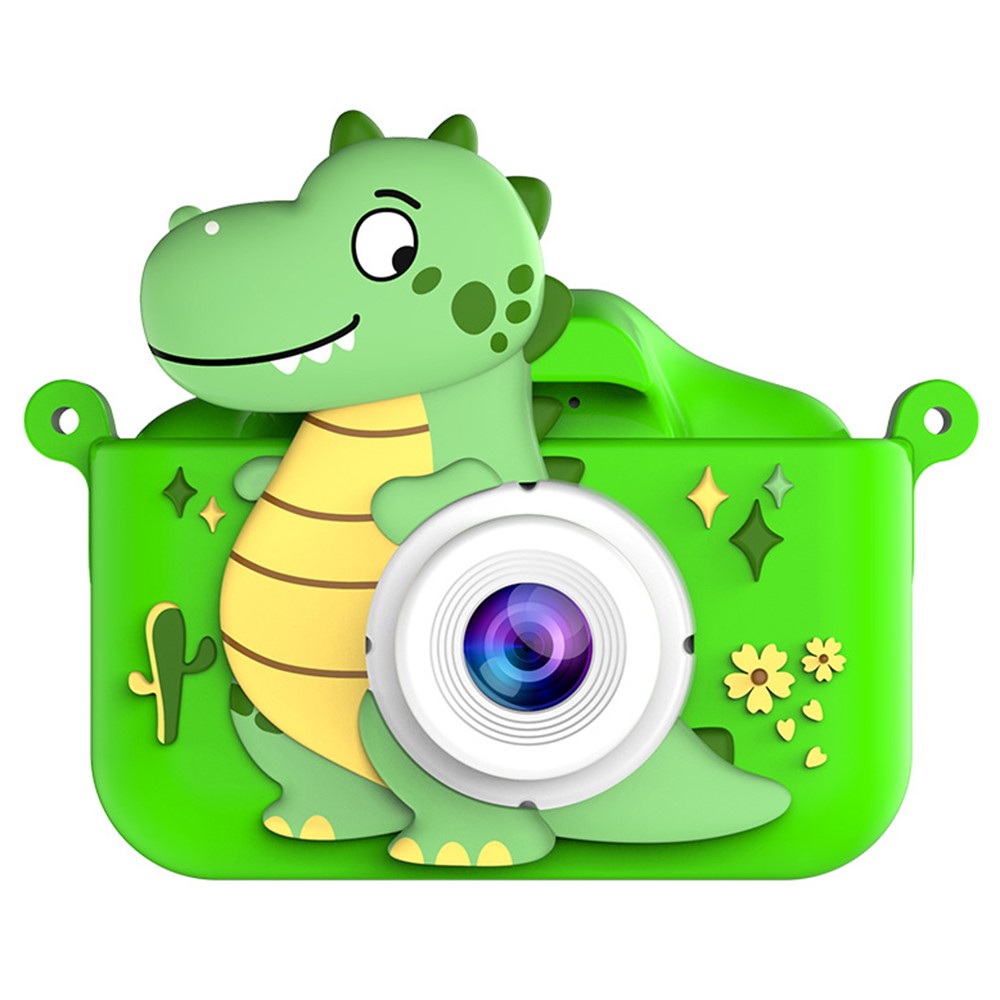 2.0 Inch Dual Lens Kids Digital Camera Cartoon Dinosaur Design Video Recorder with 32G TF Card + Card Reader