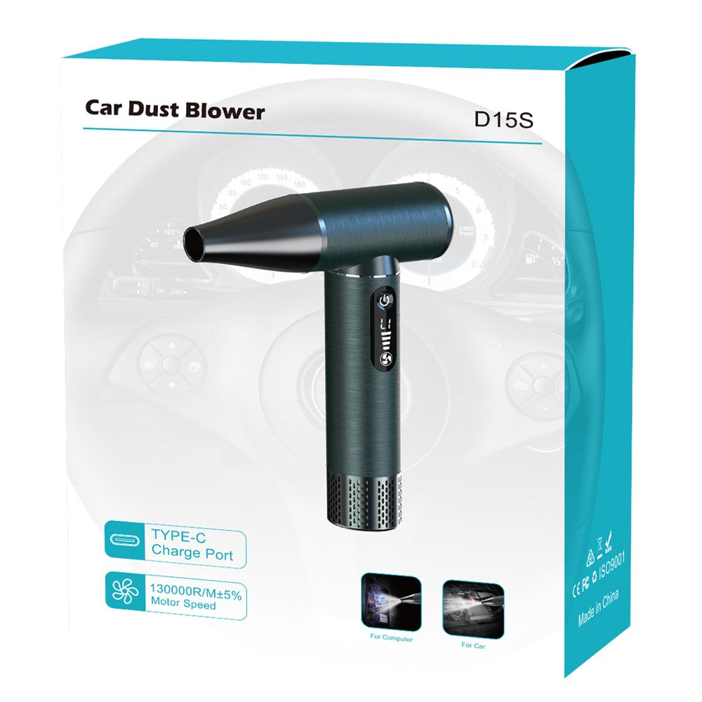 D15S Portable High-Speed Air Flow Fan Compact Powerful Brushless Motor Blower Dust Cleaner