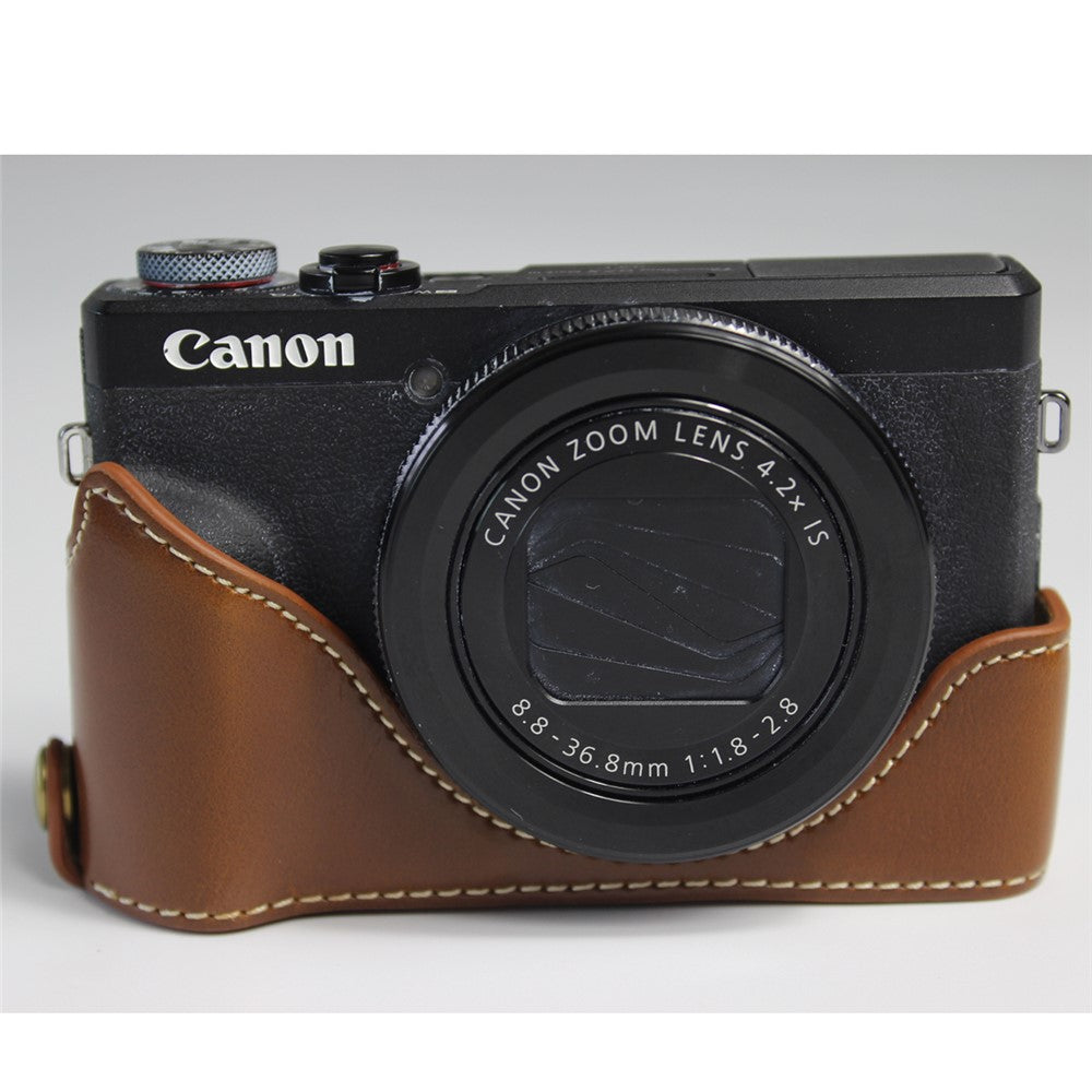 PU Leather Half Camera Case Bag Cover Protector for Canon PowerShot G7 X Mark III