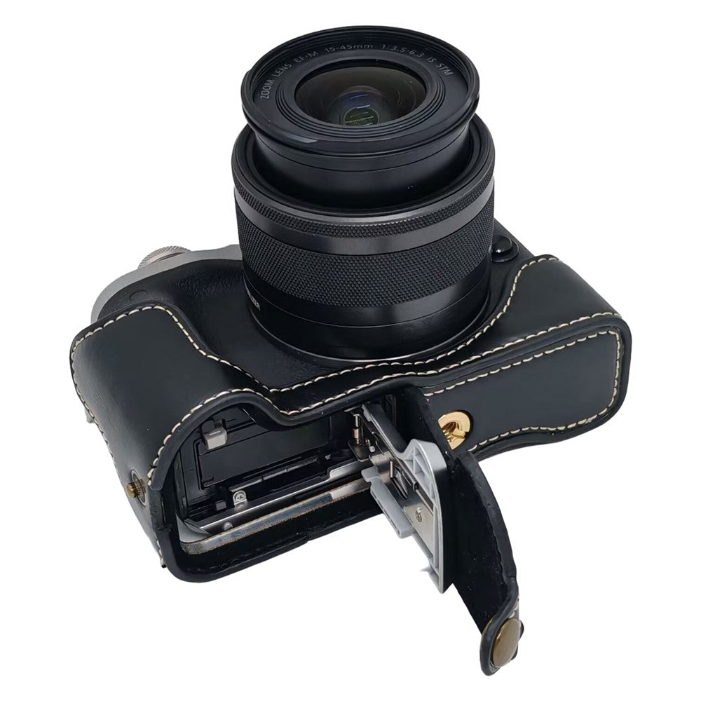 PU Leather Camera Protection Bottom Case Cover with Battery Opening for Canon EOS M6 Mark II