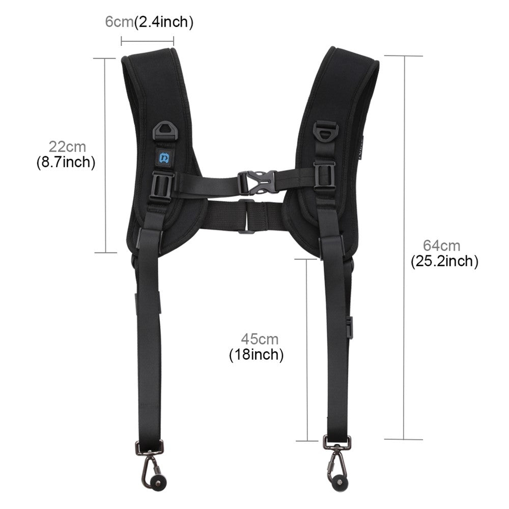 PULUZ PU6002 Quick Release Double Shoulder Harness Soft Pad Decompression Foam Shoulder Strap for DSLR Cameras
