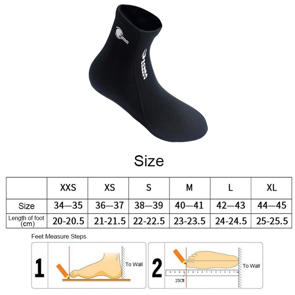 2mm Neoprene Diving Socks Anti-slip Warm Snorkeling Beach Swimming Shoes