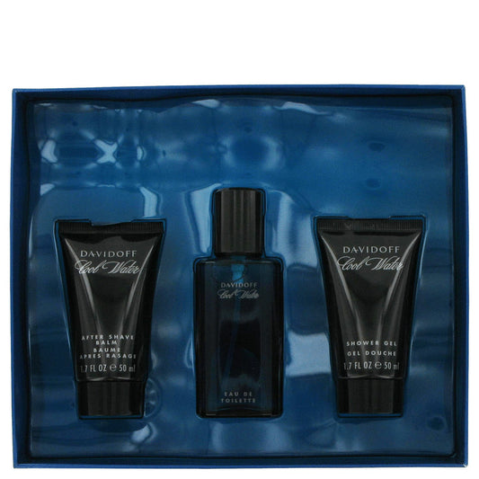 Cool Water Gift Set - 1.4 oz Eau De Toilette Spray +1.7 oz After Shave  Balm+ 1.7 oz Shower Gel by Davidoff --