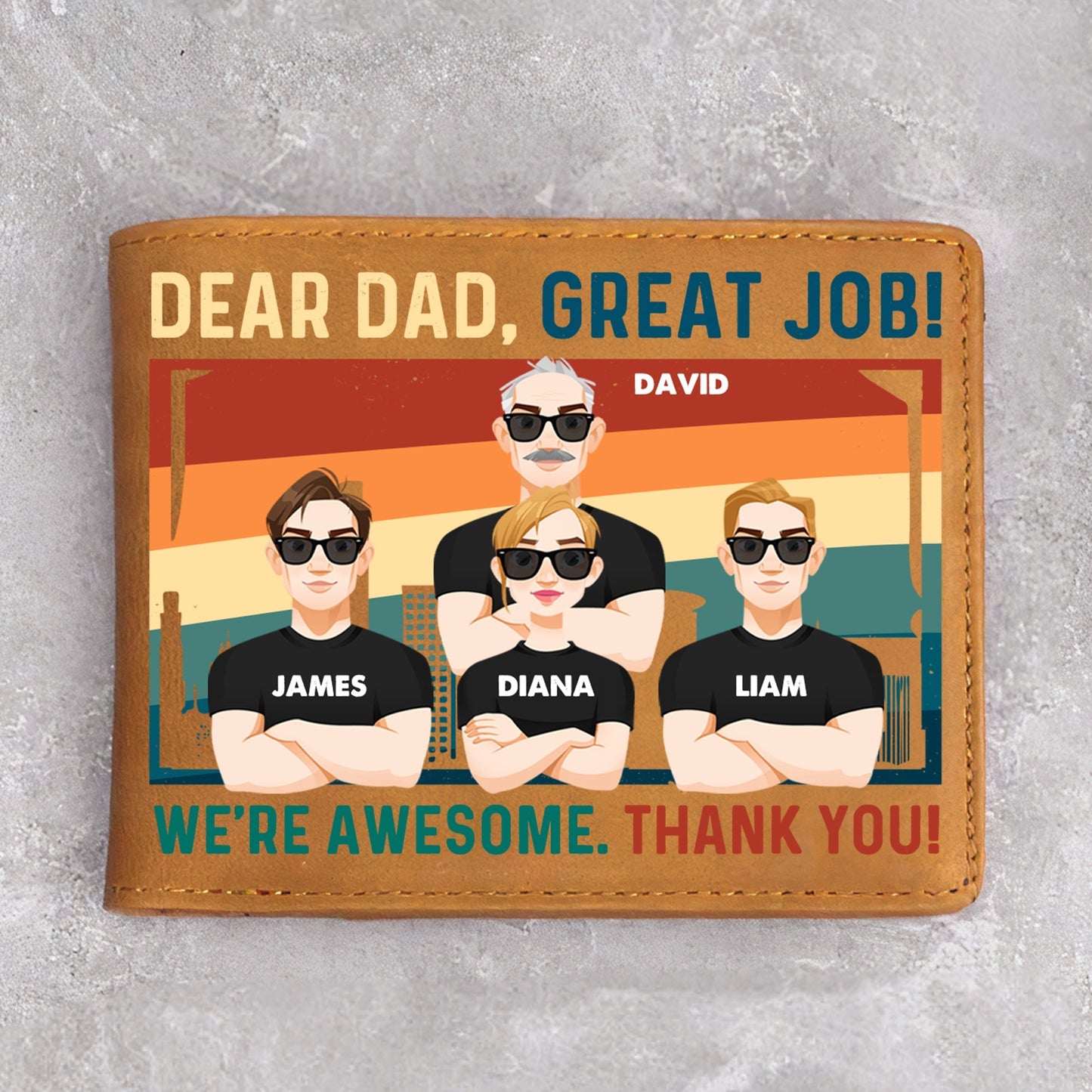 Personalized Leather Wallet-Dear Dad, Great Job We're Awesome