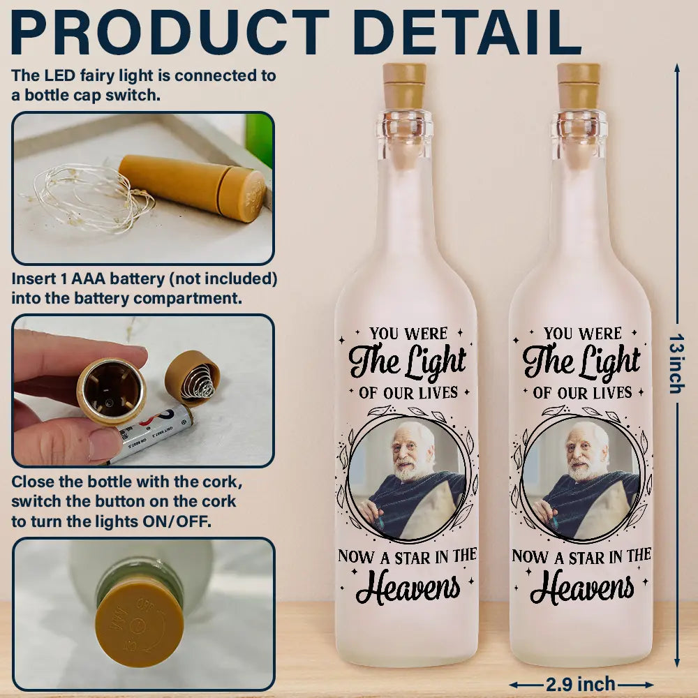 Custom Photo A Star In The Heavens - Personalized Bottle Light