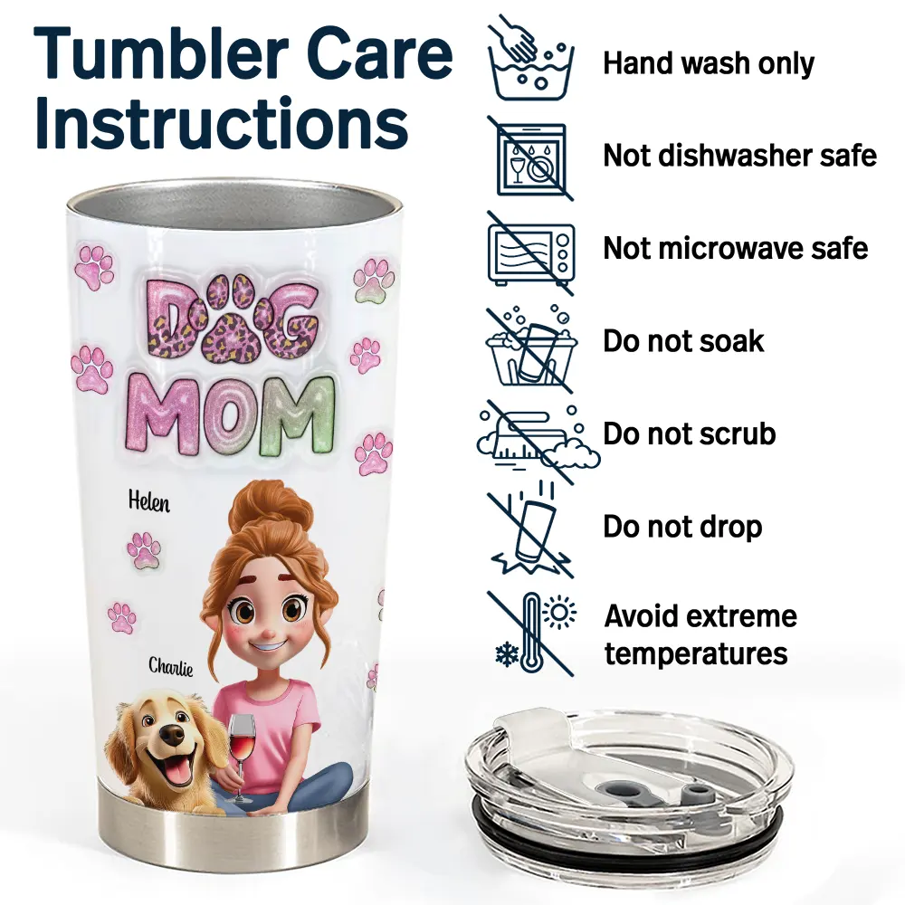 Dog Mom 3D Effect - Personalized Tumbler