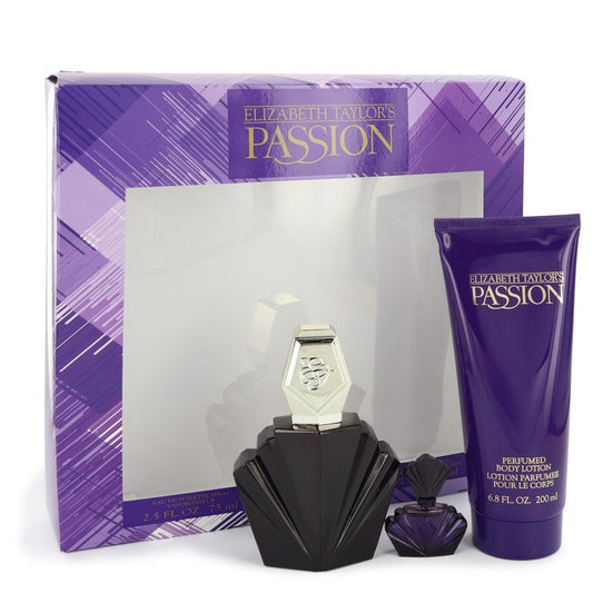 Passion Gift Set - 2.5 oz Eau De Toilette Spray + .12 oz Mini EDP + 6.8 oz Body Lotion by Elizabeth Taylor --
