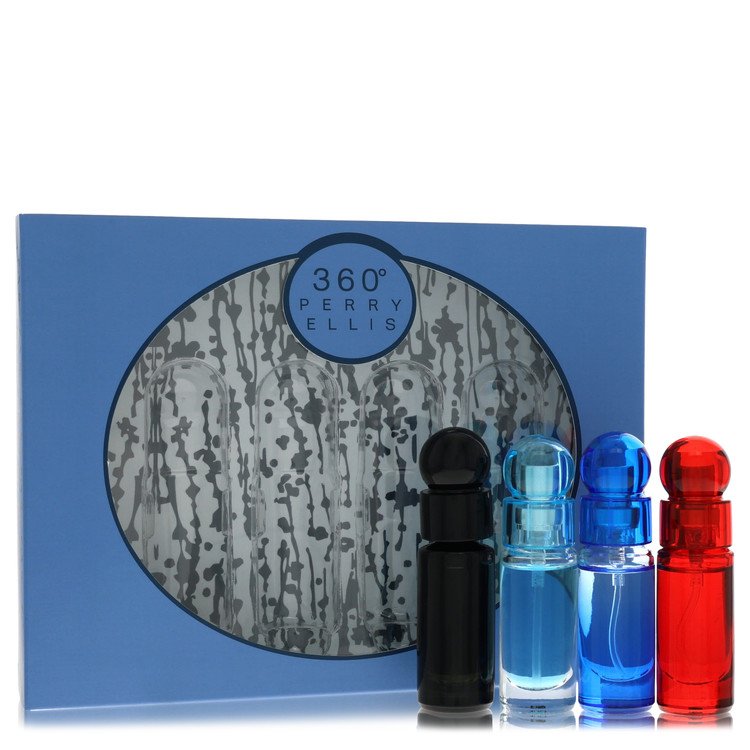 Perry Ellis 360 Gift Set - Four piece Travel Gift Set Includes .25 oz Mini EDT Spray of each. 360 Black, 360 For Men, 360 Very Blue, 360 Red. by Perry Ellis --