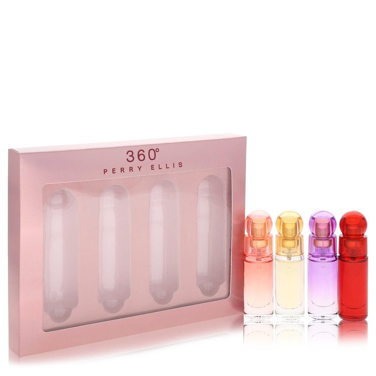 Perry Ellis 360 Coral Gift Set - .25 oz EDP Spray Perry Ellis 360 Coral +.25 oz EDT Spray Perry Ellis 360 + .25 oz EDP Spray Perry Ellis 360 Purple + .25 oz EDP Perry Ellis 360 Red by Perry Ellis --