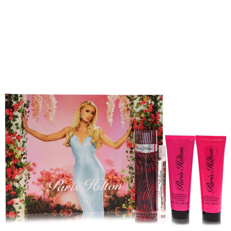 Paris Hilton Gift Set - 3.4 oz Eau De Parfum Spray + 3 oz Body Lotion + 3 oz Shower Gel + .34 oz Mini EDP Spray by Paris Hilton --