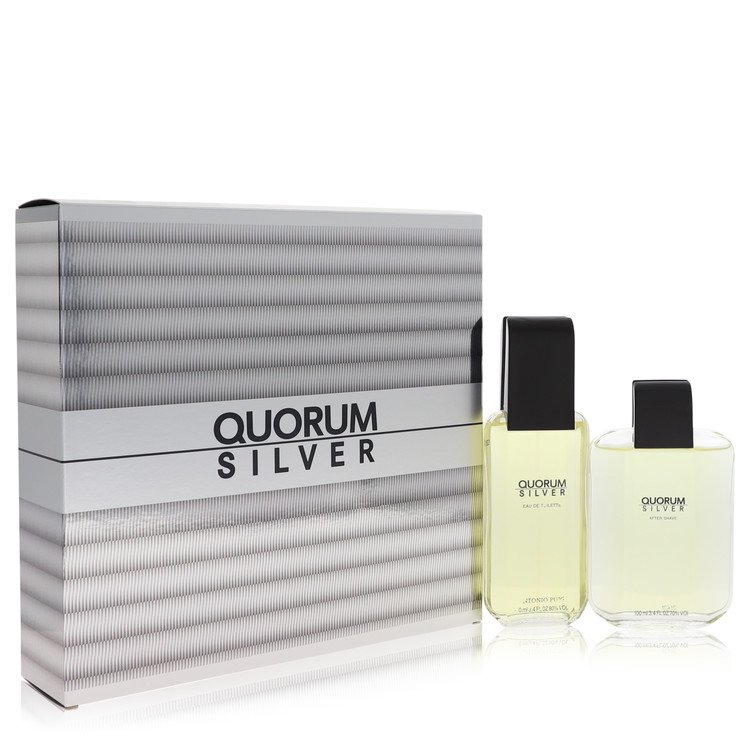 Quorum Silver Gift Set - 3.4 oz Eau De Toilette Spray + 3.4 oz After Shave by Puig --