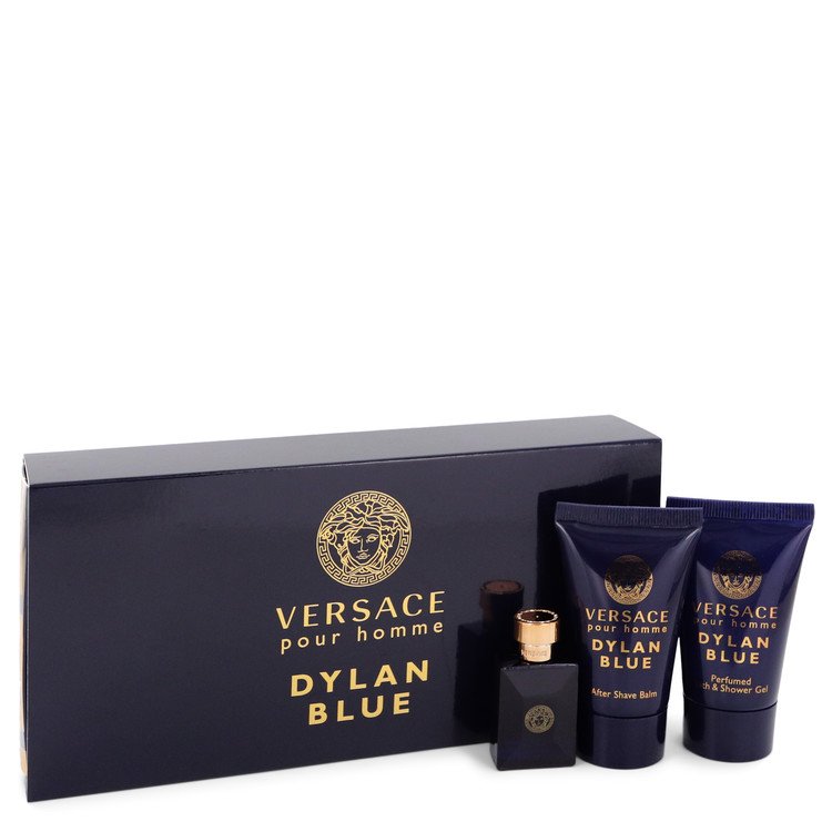 Versace Pour Homme Dylan Blue Gift Set - 0.17 oz Mini EDT + 0.8 oz After Shave Balm + 0.8 oz Shower Gel by Versace --